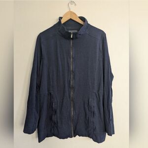 Coolibar Women's UV Protection Navy Full Zip Mock Neck Jacket Sweatshirt